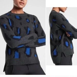 Athleta Leopard Wool and Cashmere Sweater Medium